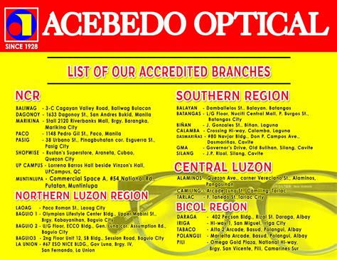 acebedo optical branches